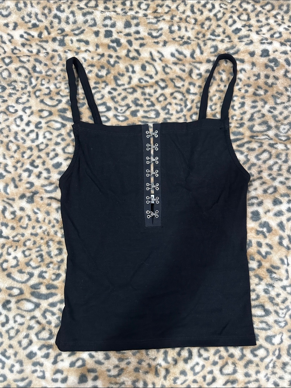 Joah Brown black Hook-and-Eye Ribbed Cami Top - Size S/M NWT